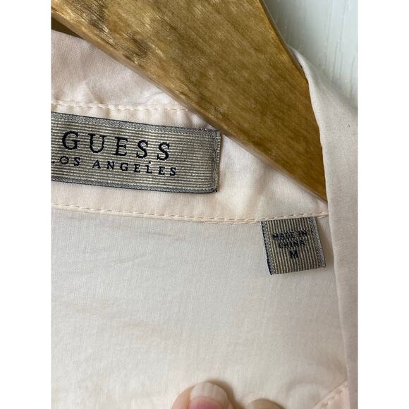 Guess Women's Pale Blush Peach Lightweight Button Front Shirt Size Medium - Picture 5 of 9